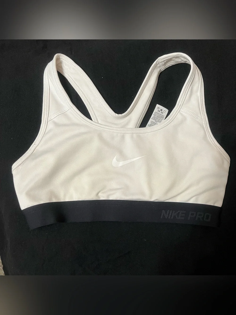 Nike White and Black Racerback Sports Bra